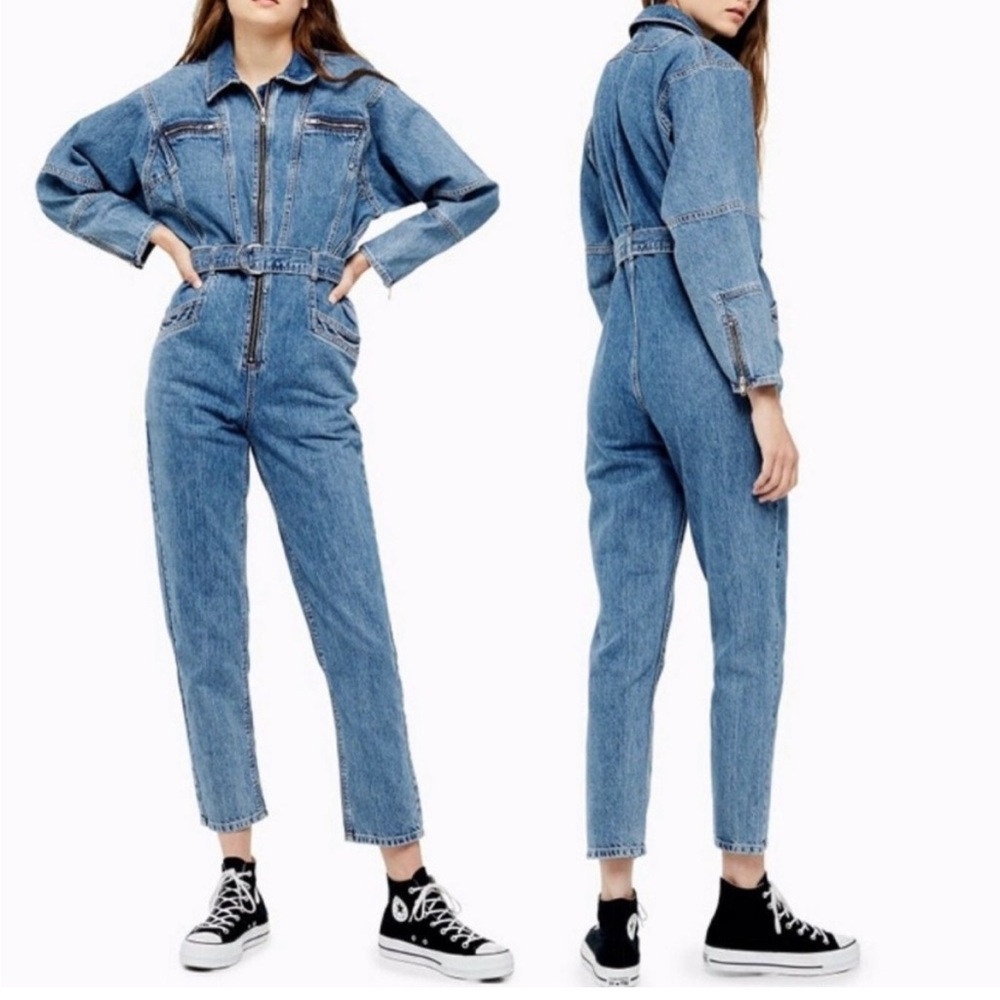 Topshop Zip-Up Denim Jumpsuit 8